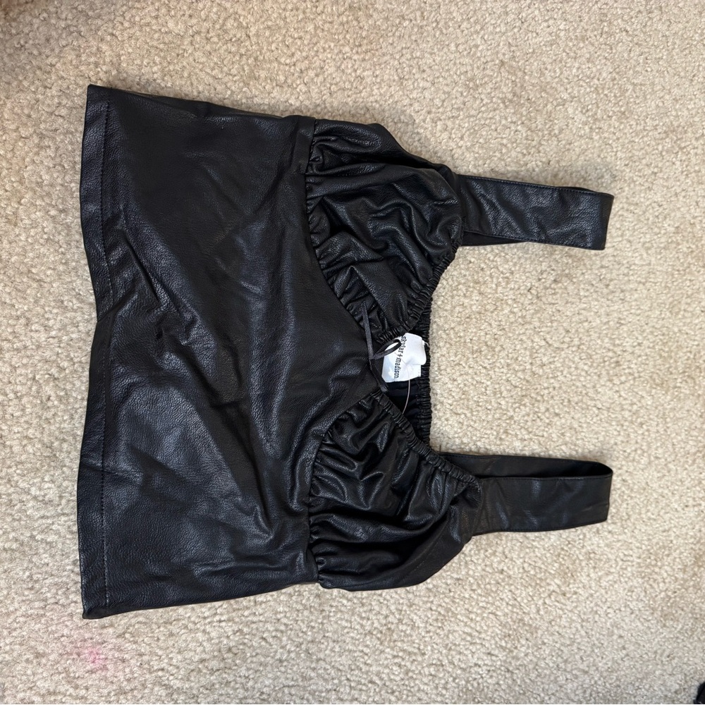Skylar and Madison Black Faux Leather Crop Top